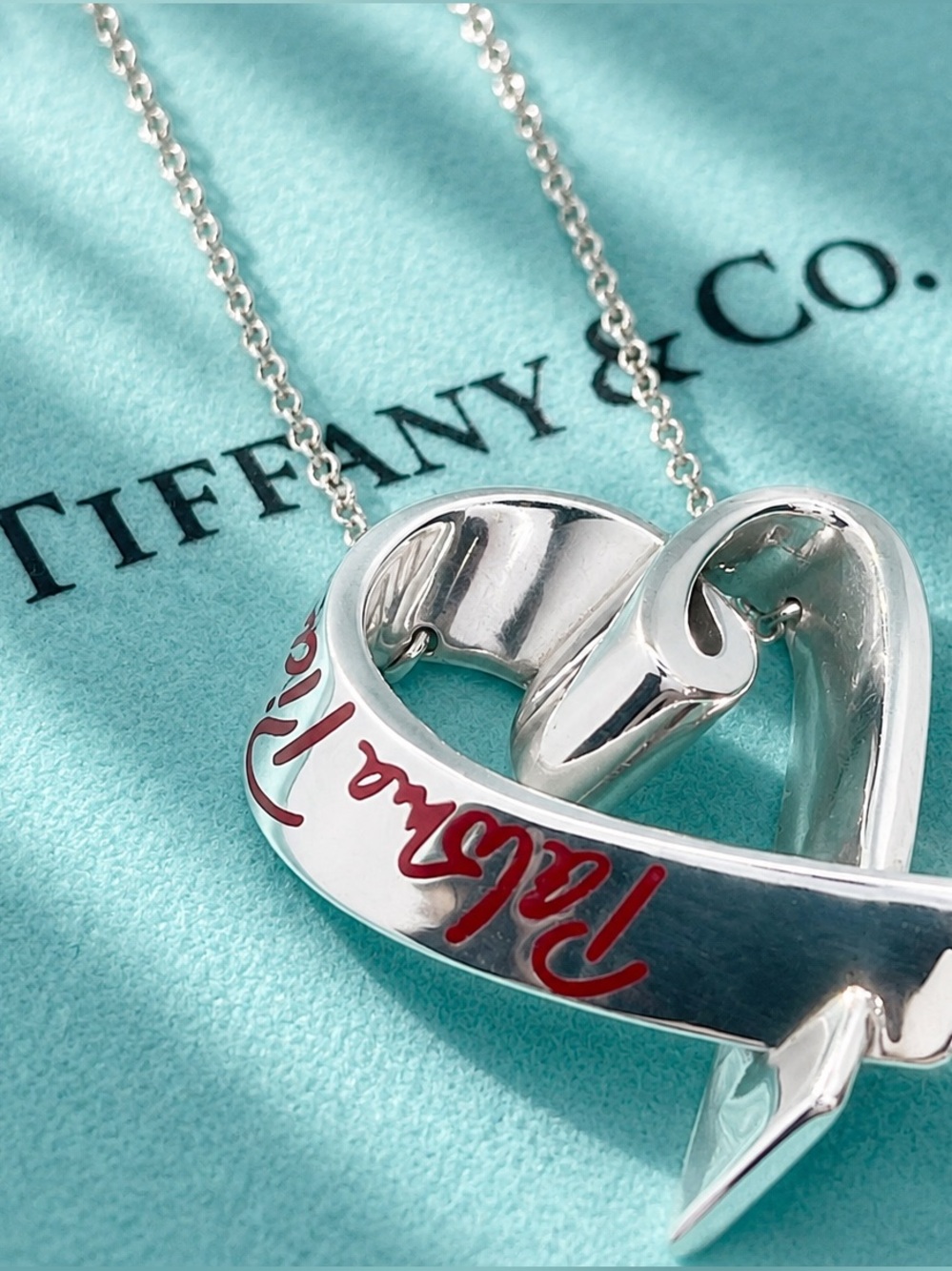 Authentic Tiffany & Co. Paloma Picasso Large Red Enamel Loving Heart Necklace